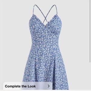 Cider Strapless Blue and White Floral Dress